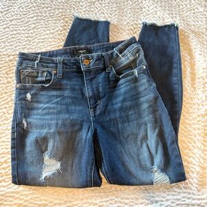 Edgely Blue Distressed Women Jeans Maurice’s Distressed skinny dark wash